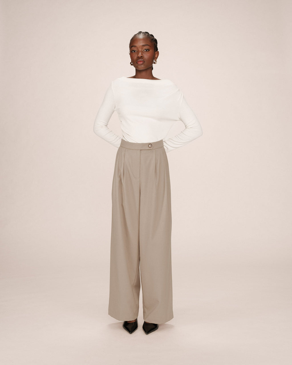 Greige Tailored Trousers Strokes