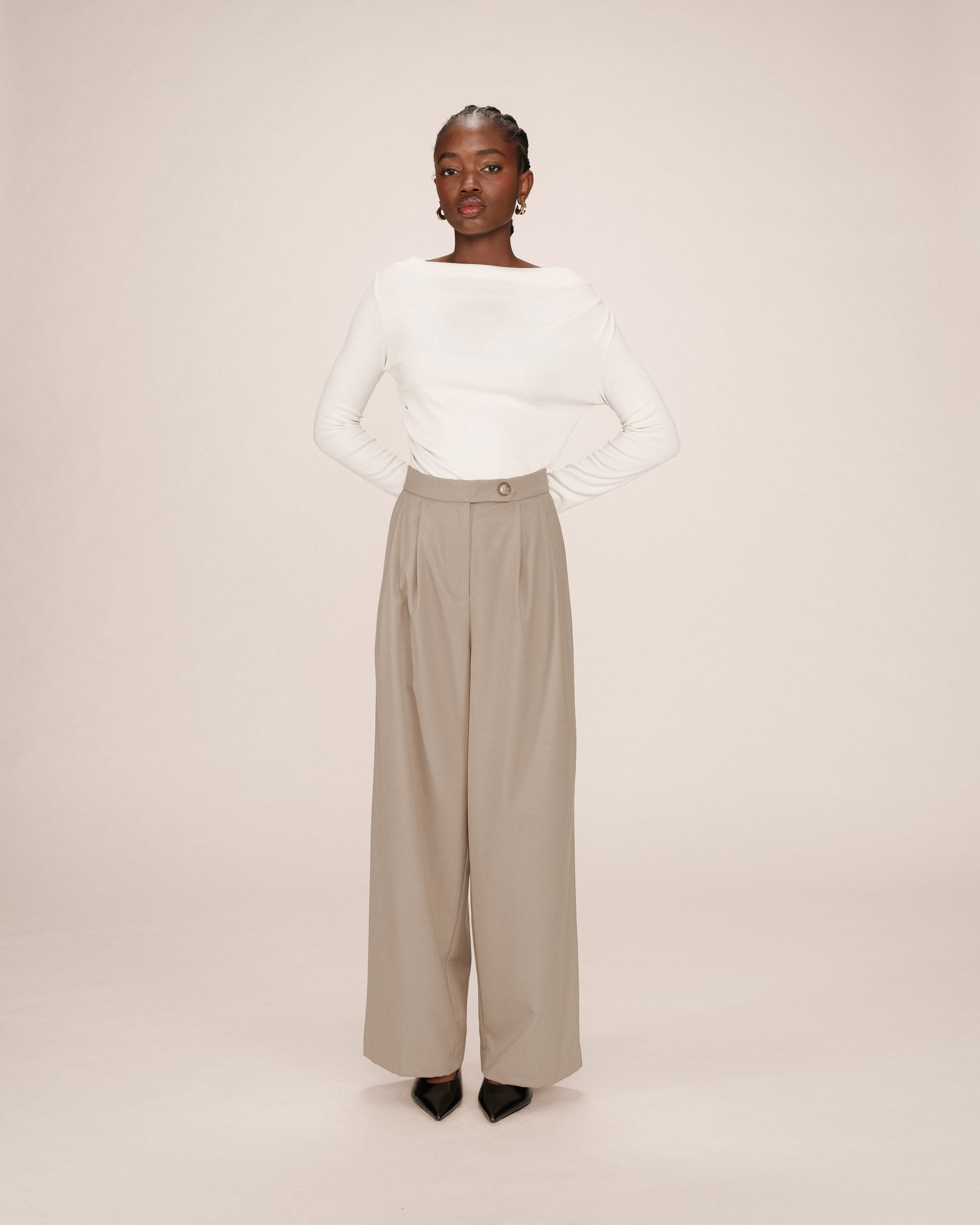 Greige Tailored Trousers Strokes