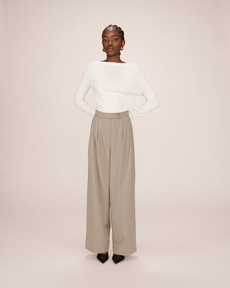 Greige Strokes Tailored Trousers