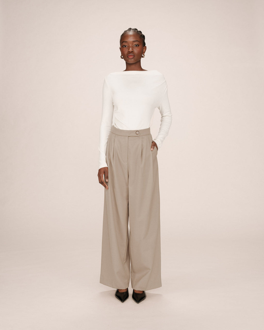 Greige Tailored Trousers Strokes