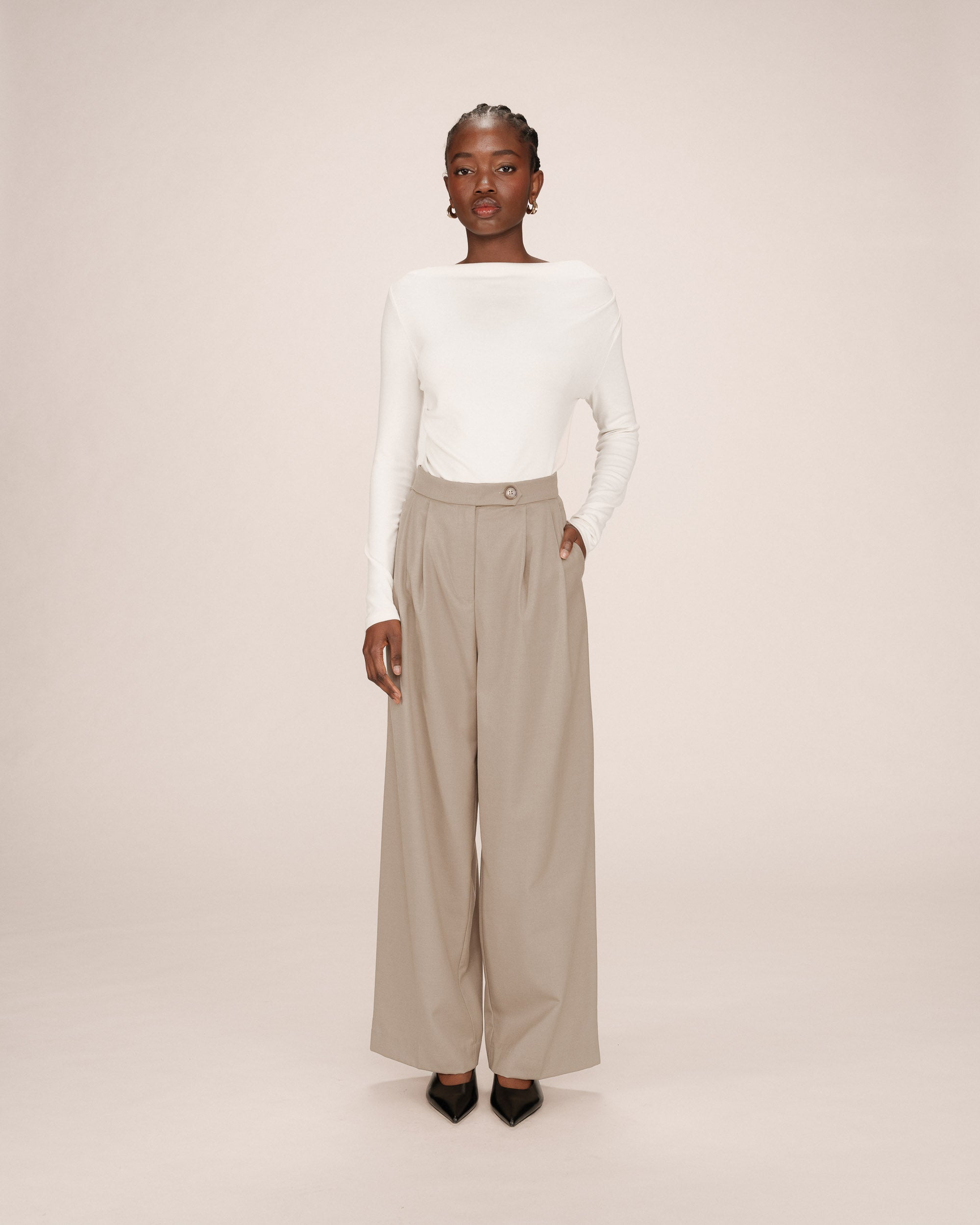Greige Tailored Trousers Strokes