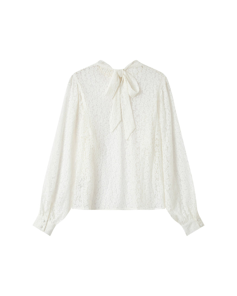 Sicilia Ivory Pussy Collar Blouse