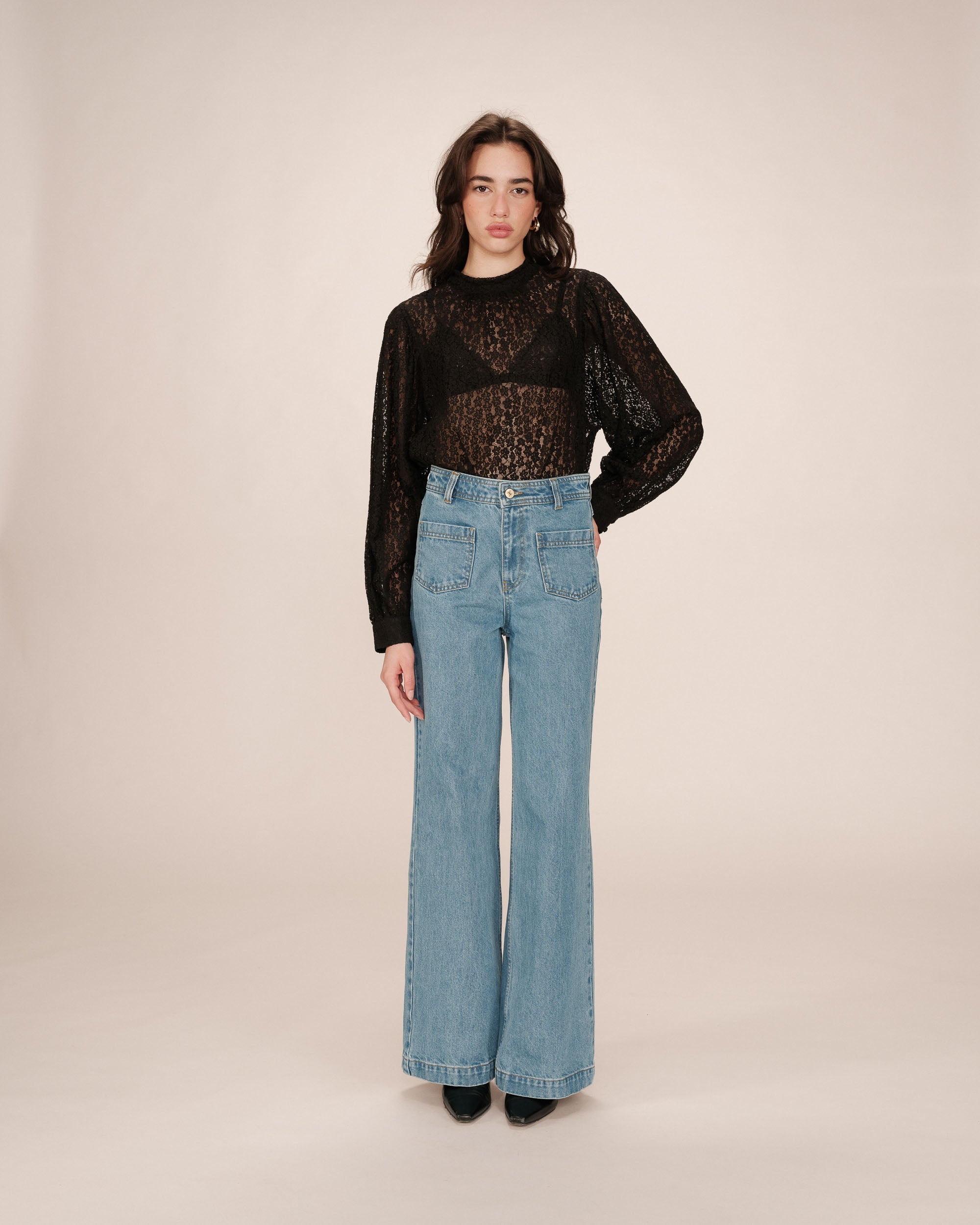 Blouse Col Lavallière Noir Sicilia