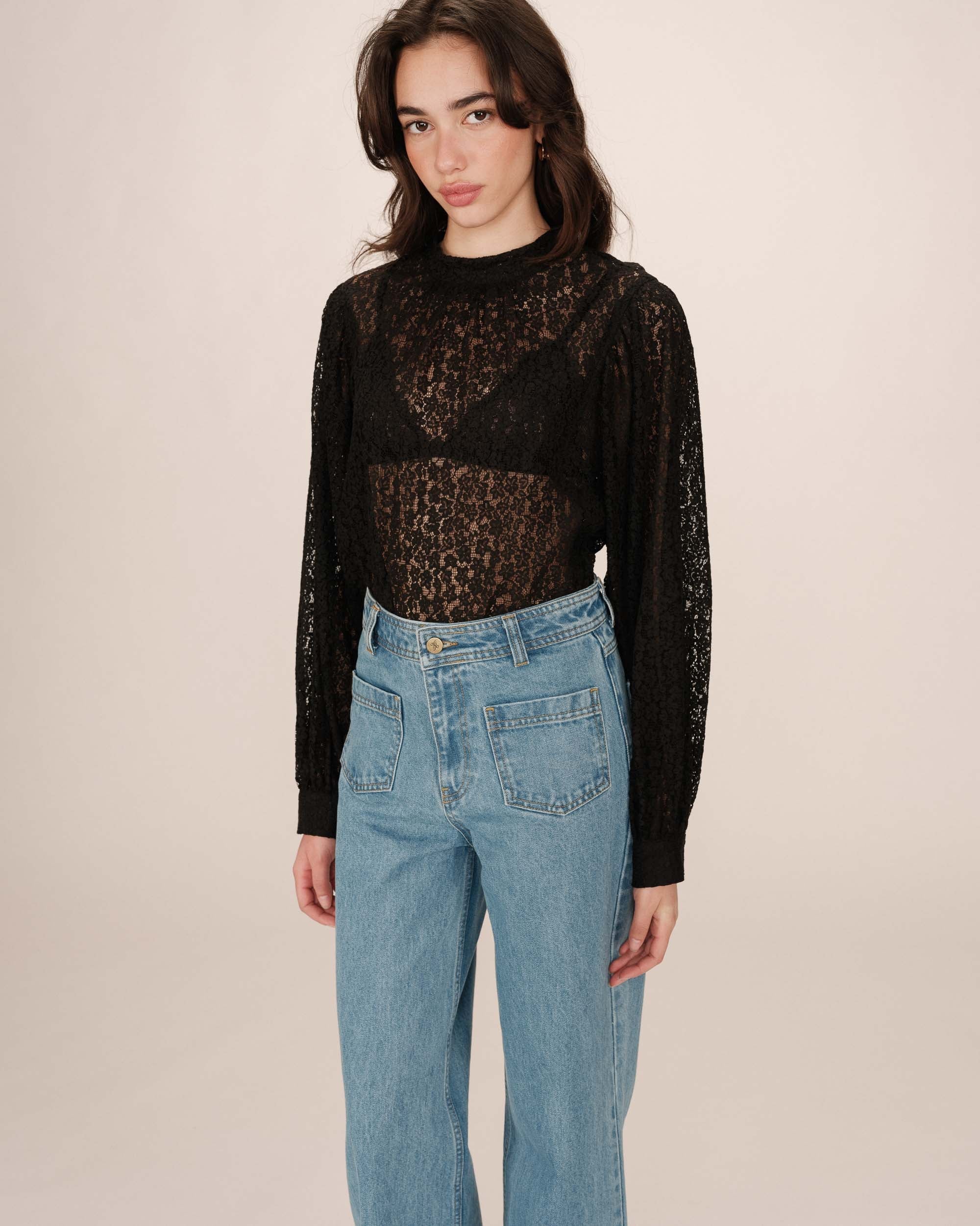 Blouse Col Lavallière Noir Sicilia