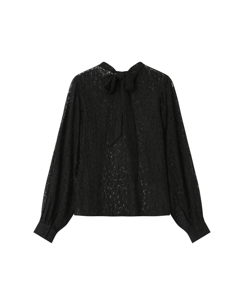 Blusa negra con cuello tipo coño Sicilia