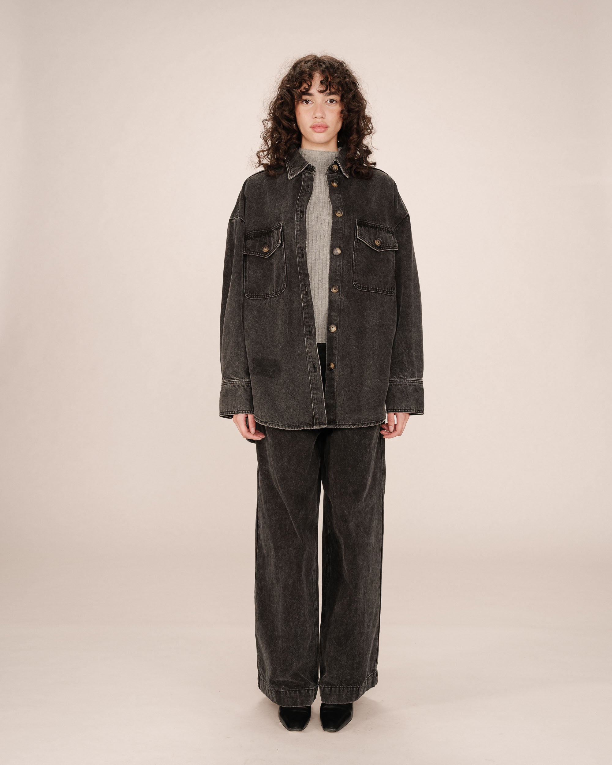 Oversized Shirt Black Washed Sydney