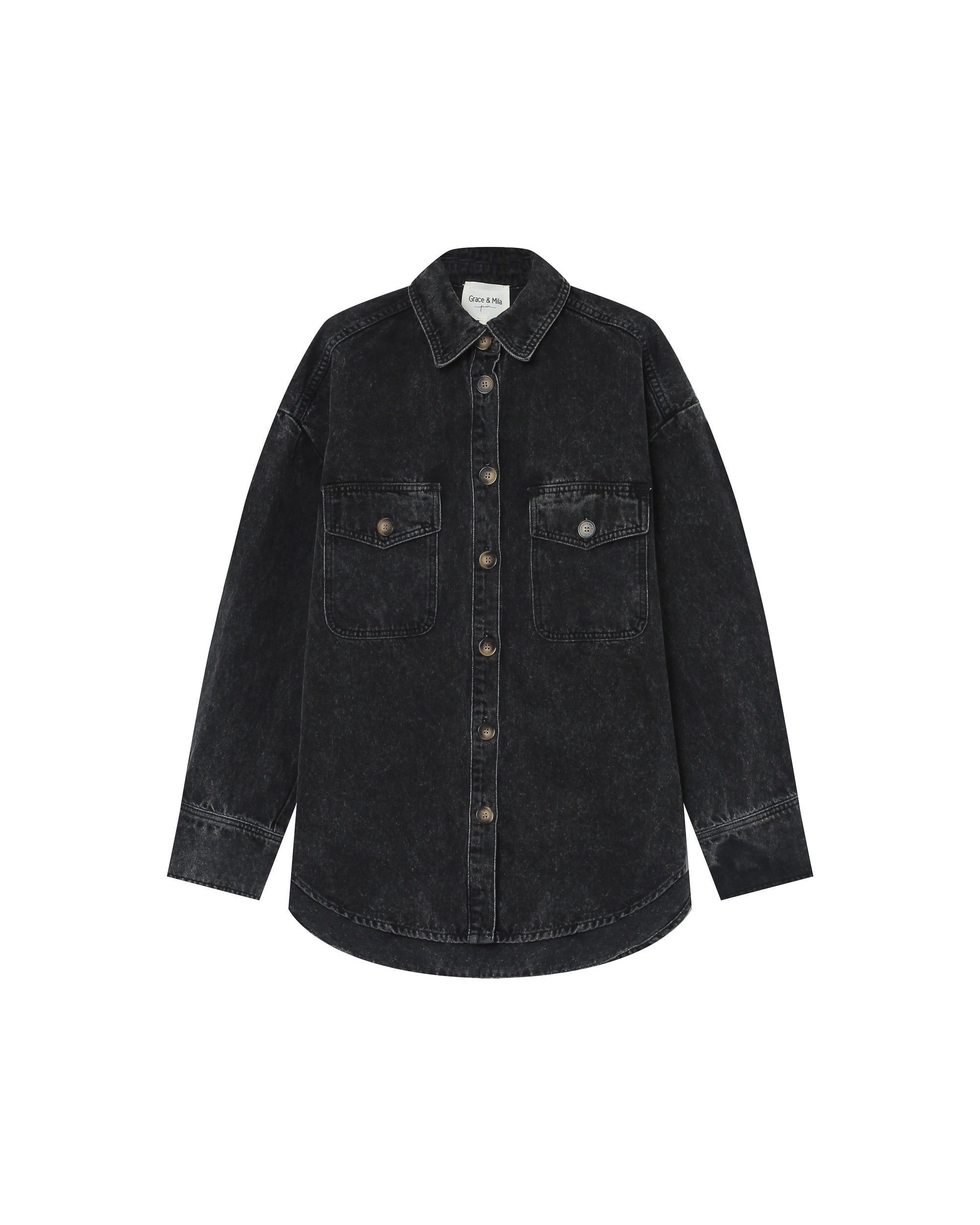 Oversized Shirt Black Washed Sydney