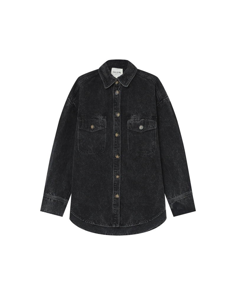 Sobrecamisa Sydney extragrande lavada en negro