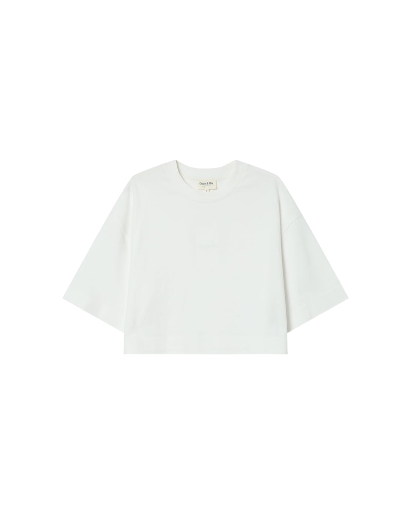 Top corto con estrella marfil