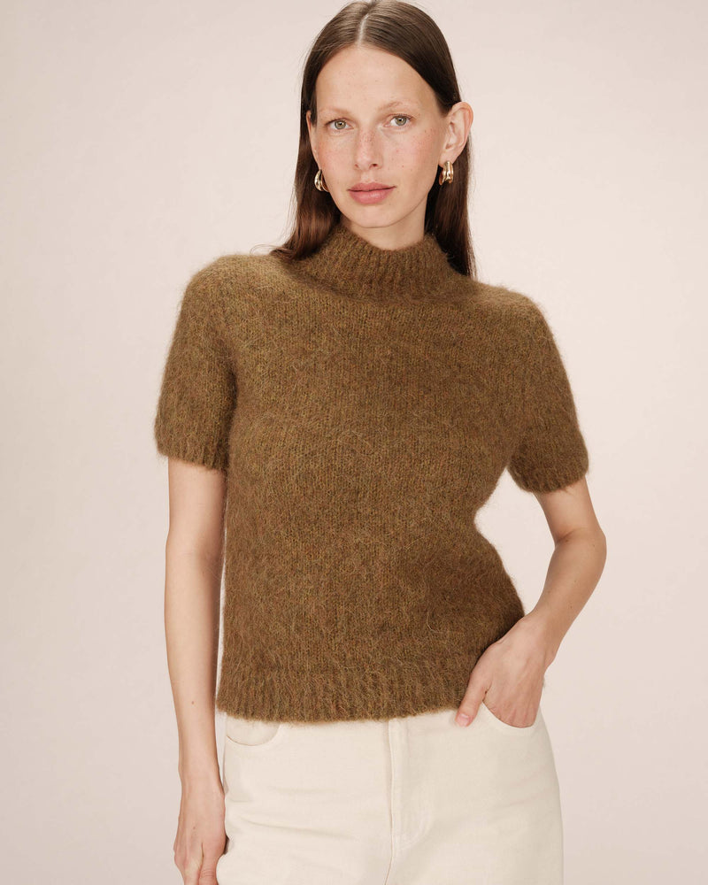 Jersey con cuello alto de Willow verde oliva