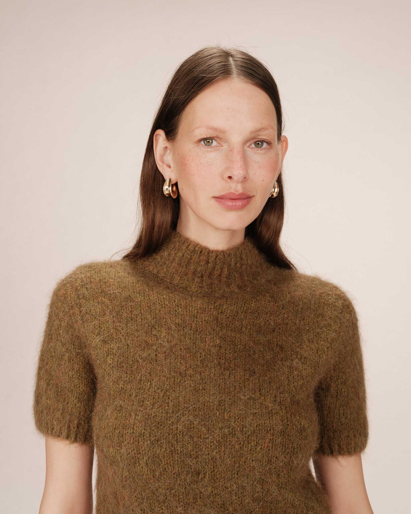 Jersey con cuello alto de Willow verde oliva