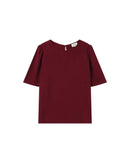 Top fluido cuello redondo Burdeos Brillo