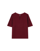 Top fluido cuello redondo Burdeos Brillo