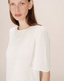 Fluid Round Neck Top Ivory Shine