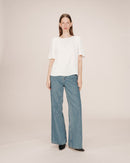 Fluid Round Neck Top Ivory Shine