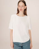 Fluid Round Neck Top Ivory Shine