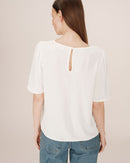 Fluid Round Neck Top Ivory Shine