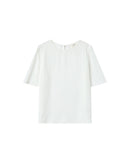 Fluid Round Neck Top Ivory Shine