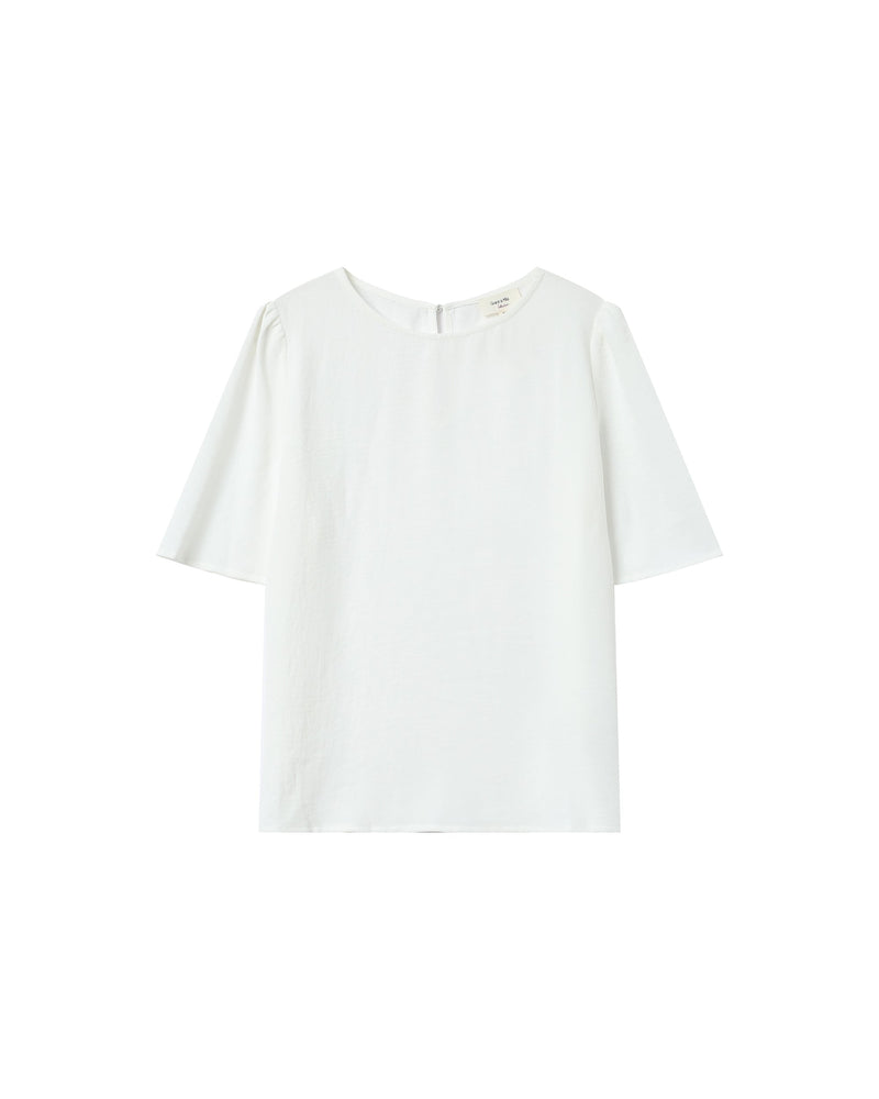 Fluid Round Neck Top Ivory Shine