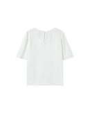 Fluid Round Neck Top Ivory Shine