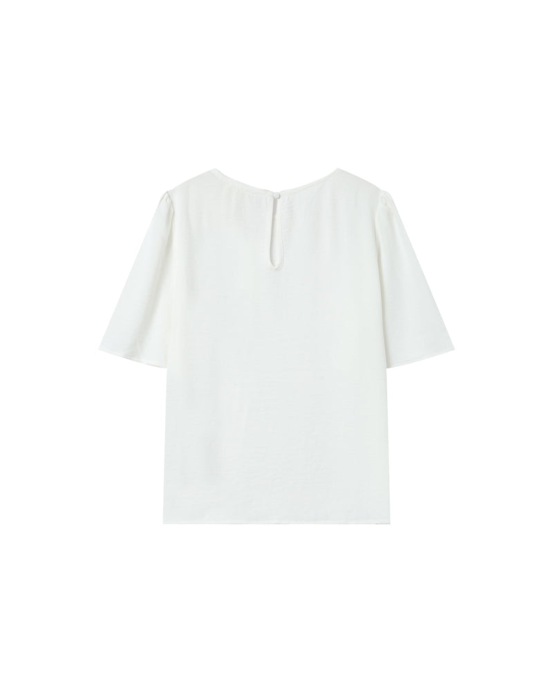 Fluid Round Neck Top Ivory Shine