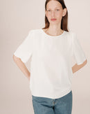 Fluid Round Neck Top Ivory Shine