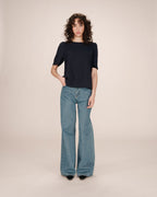 Fluid Round-Neck Top Navy Shine