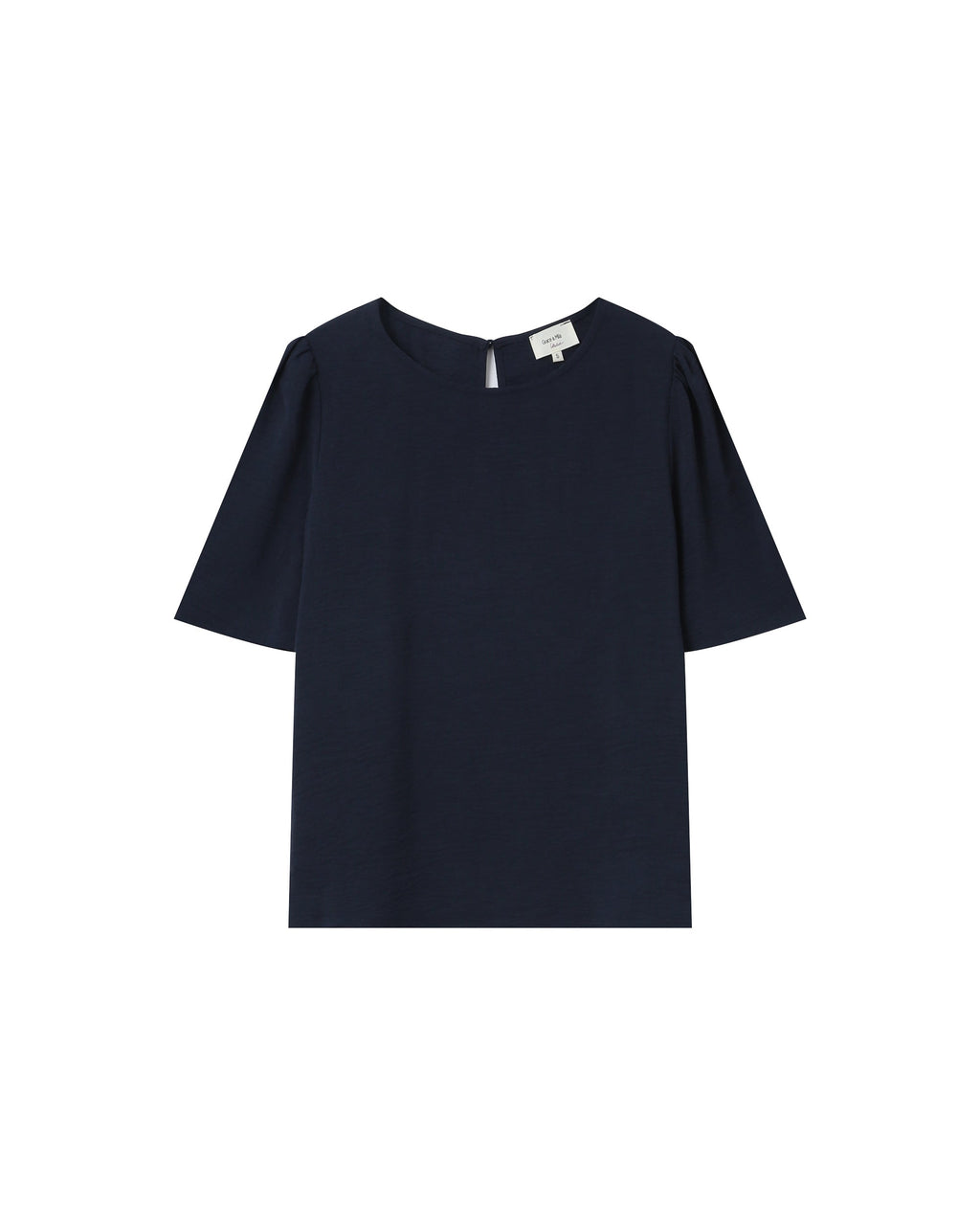 Fluid Round-Neck Top Navy Shine