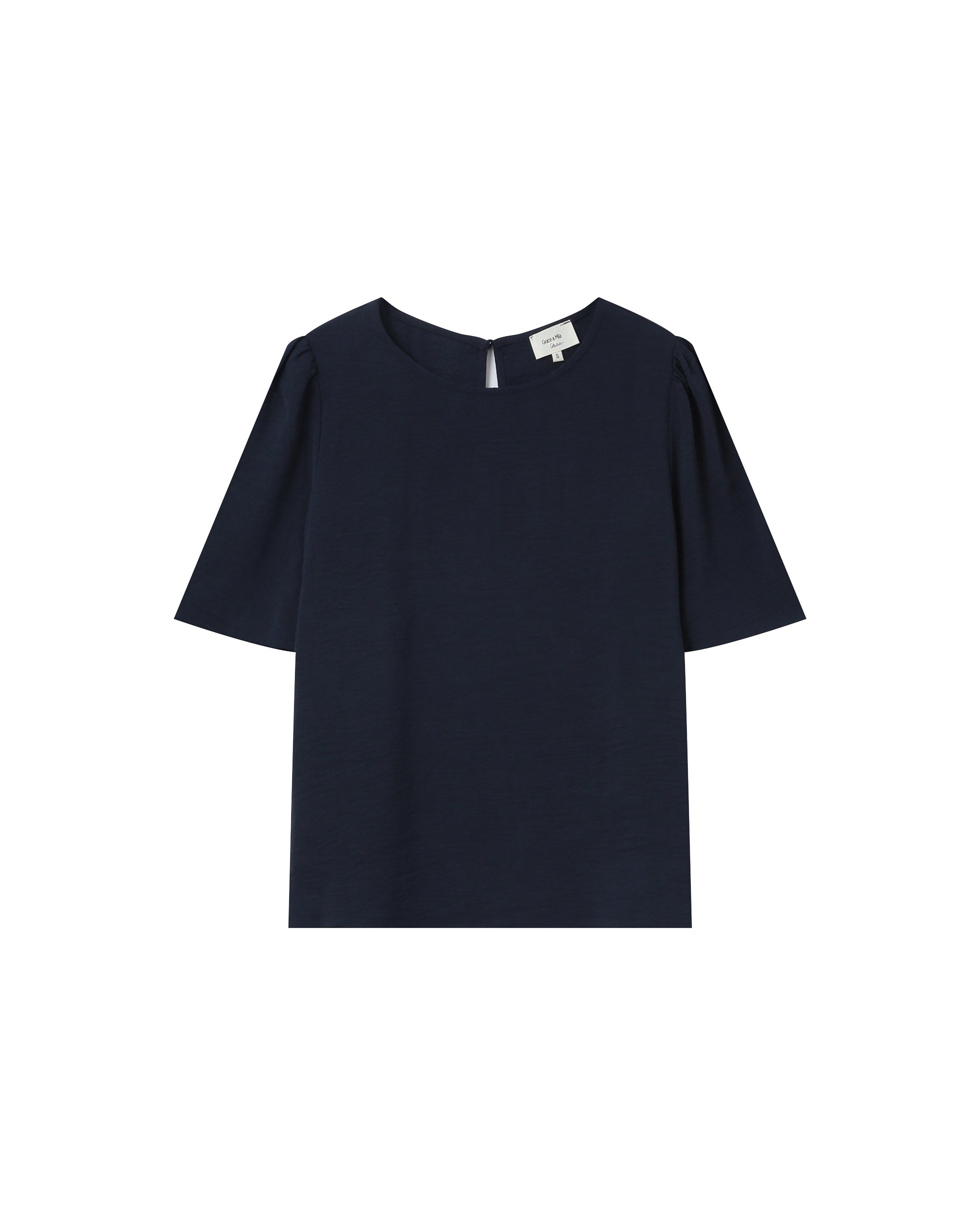 Fluid Round-Neck Top Navy Shine