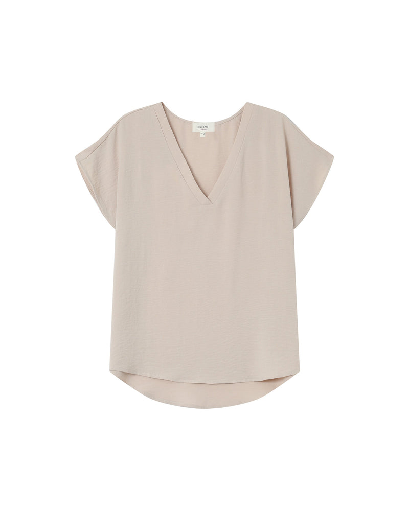 Top fluido cuello pico Temporada Crudo