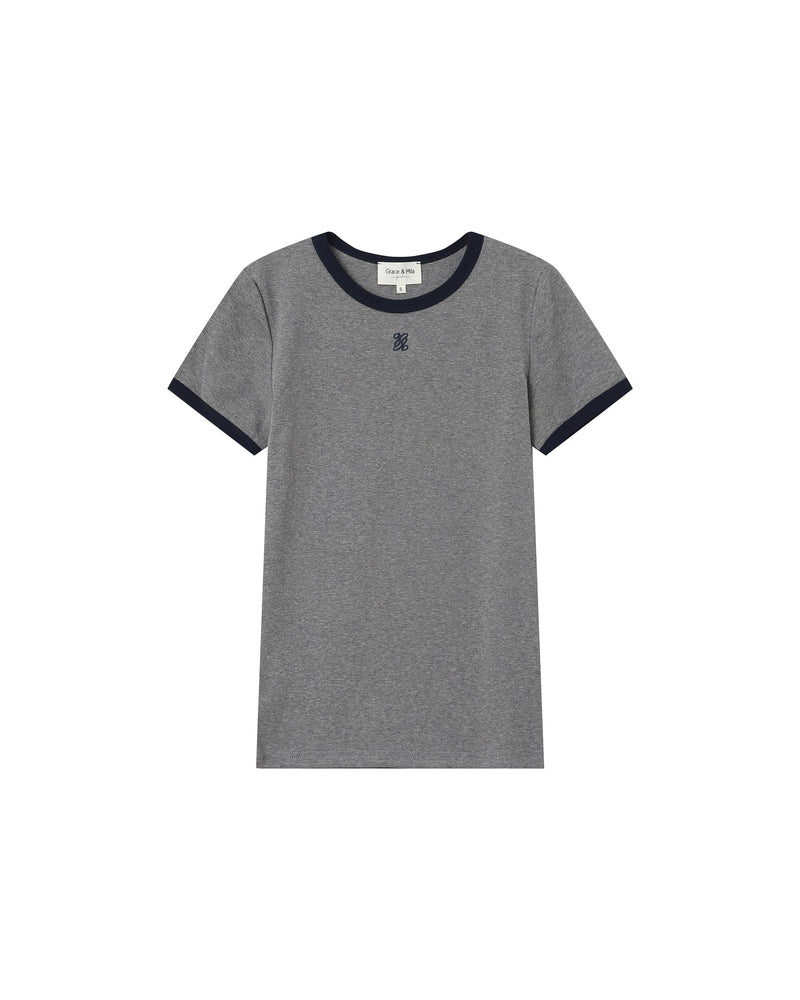 Camiseta con monograma bordado de G&M Sany gris