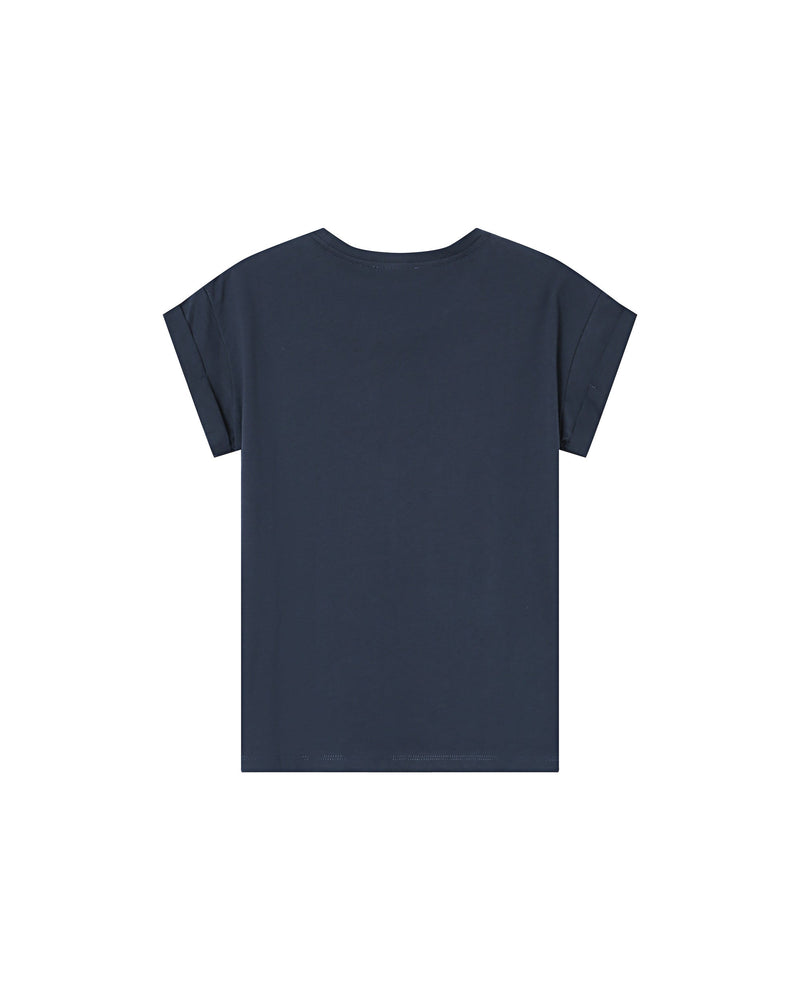 Camiseta azul marino con mensaje de Sorentino