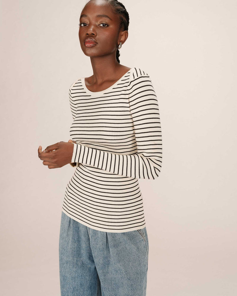 Striped Jumper Ecru Saturday