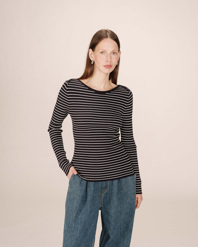 Navy Striped Sweater Saturday