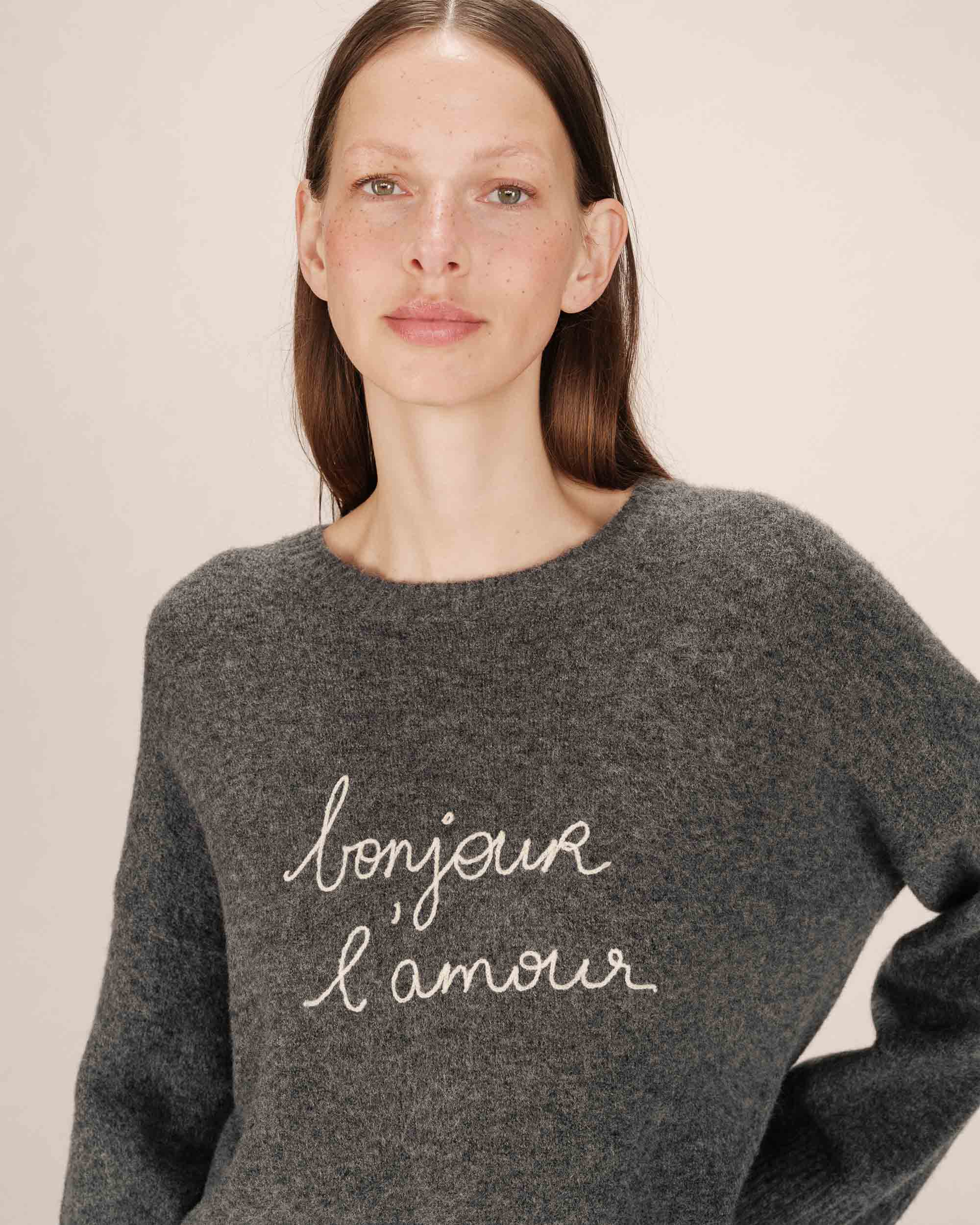 Anthracite Embroidered Slogan Jumper Saints