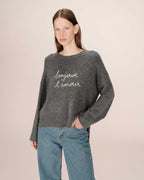 Anthracite Embroidered Slogan Jumper Saints