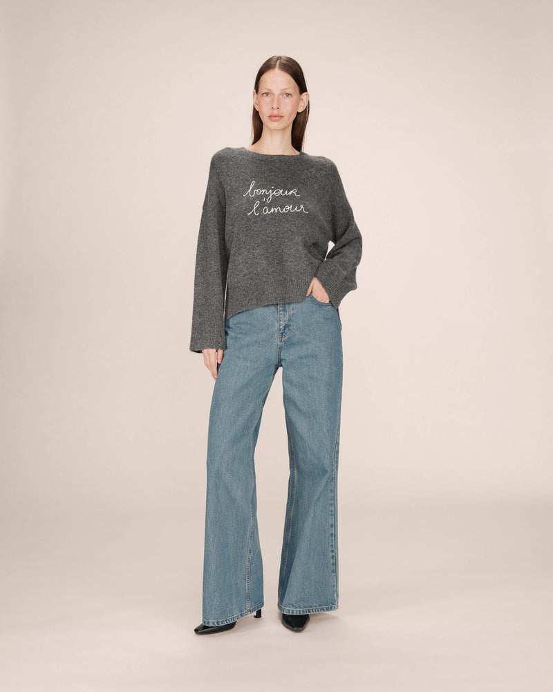 Saints Anthracite Embroidered Message Sweater