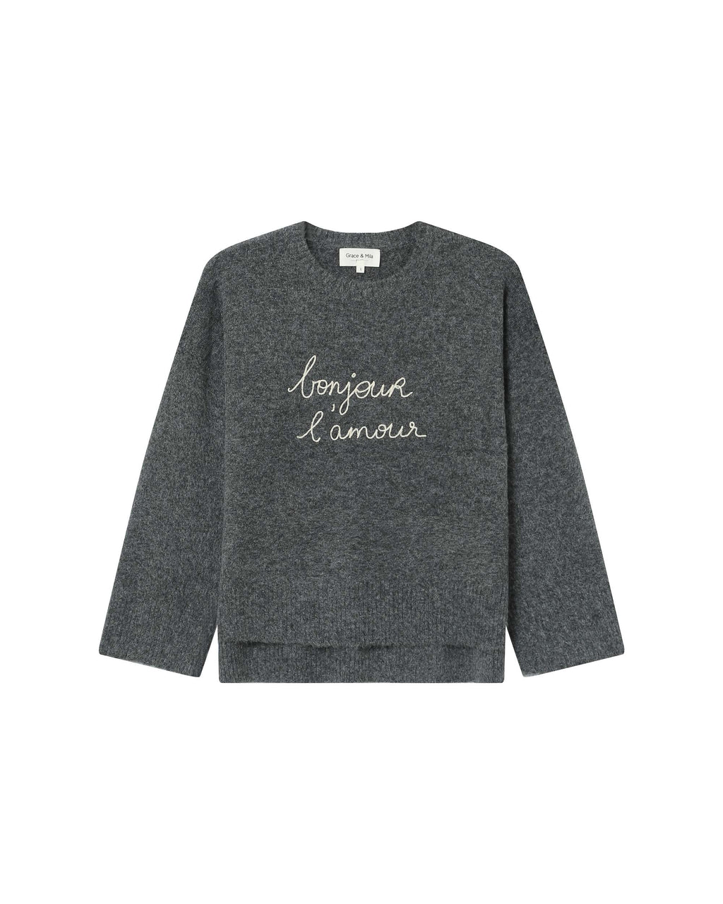 Anthracite Embroidered Slogan Jumper Saints