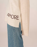 Saints Chocolate Embroidered Message Sweater