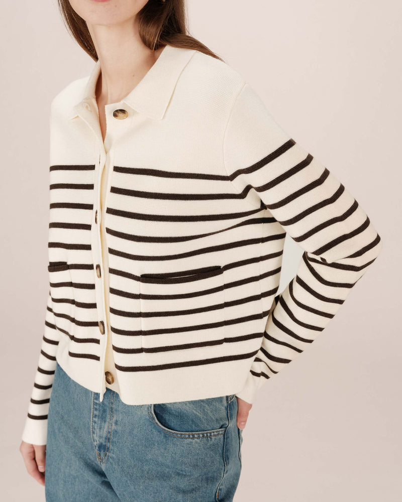 Ecru Sailor Buttoned Cardigan