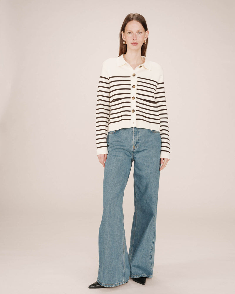 Ecru Sailor Buttoned Cardigan