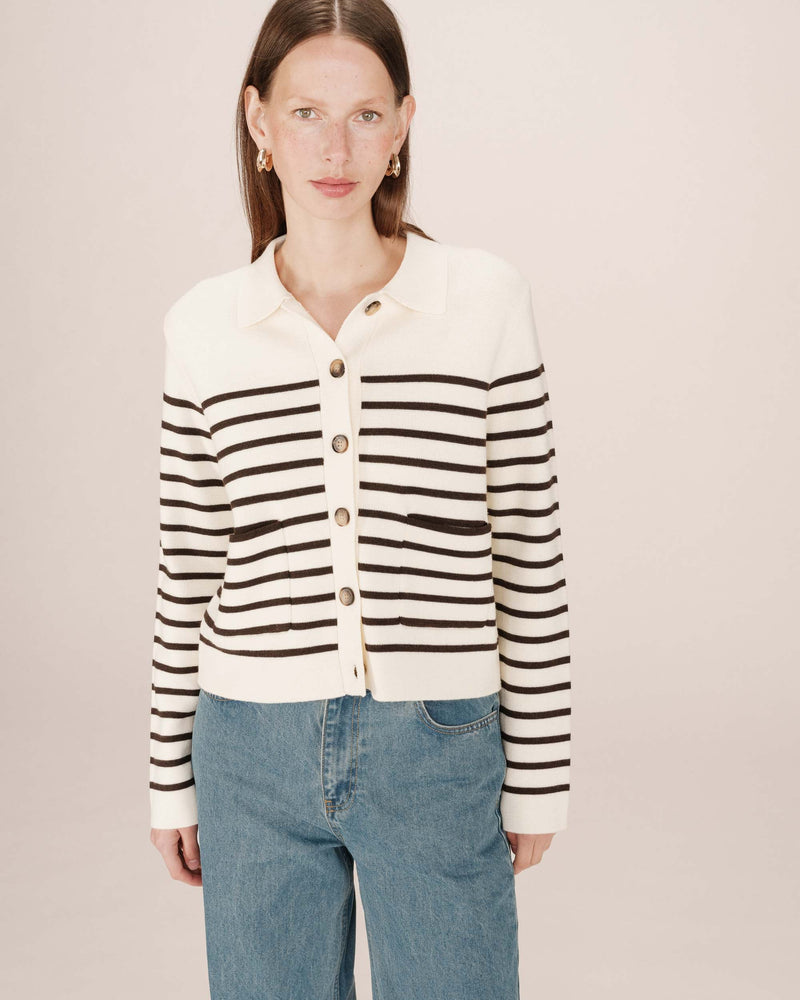 Ecru Sailor Buttoned Cardigan