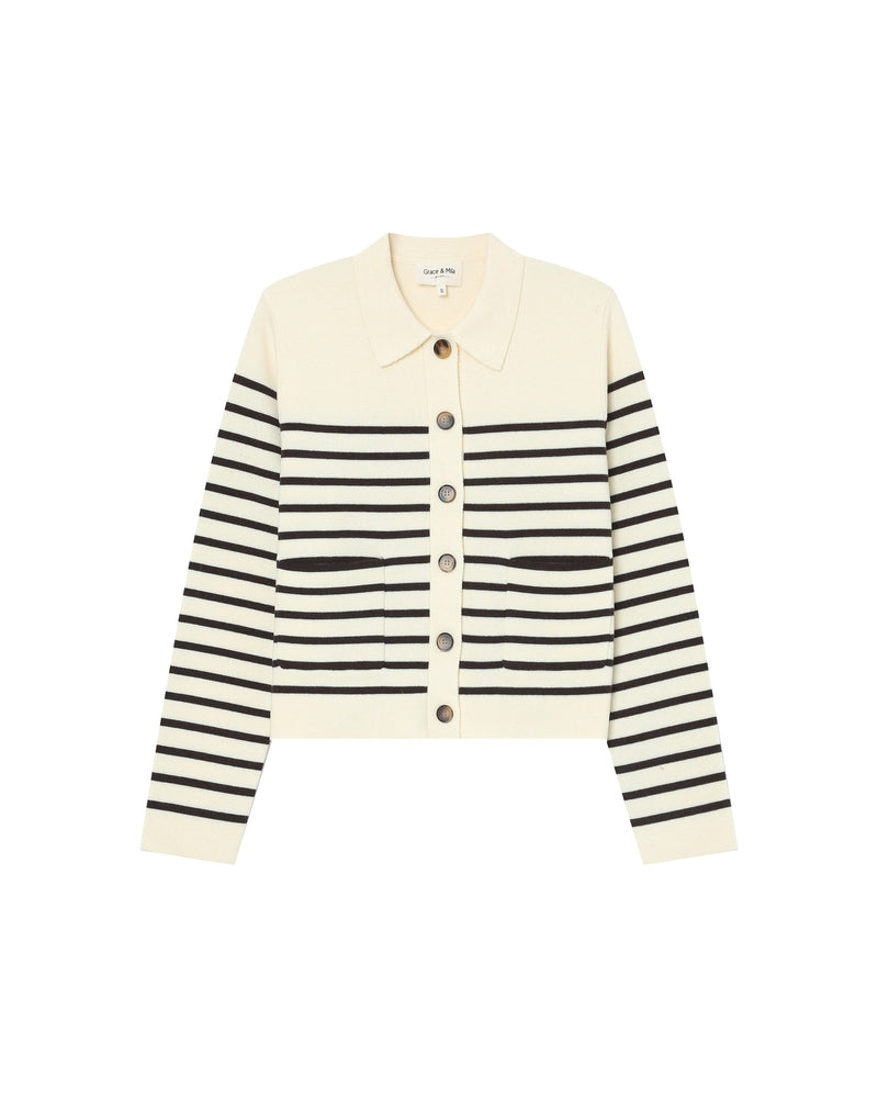 Ecru Sailor Buttoned Cardigan