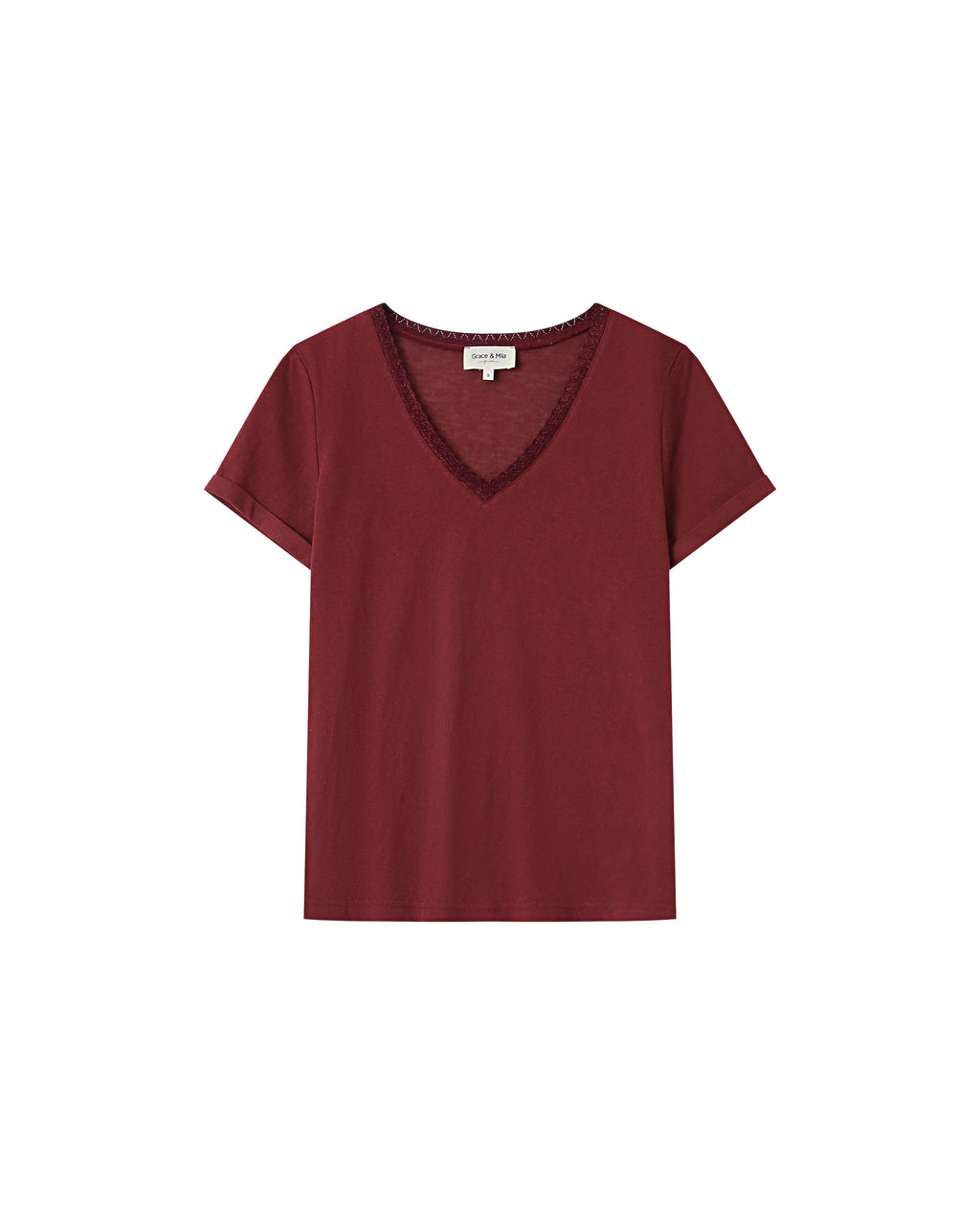 Burgundy V-Neck T-Shirt Space