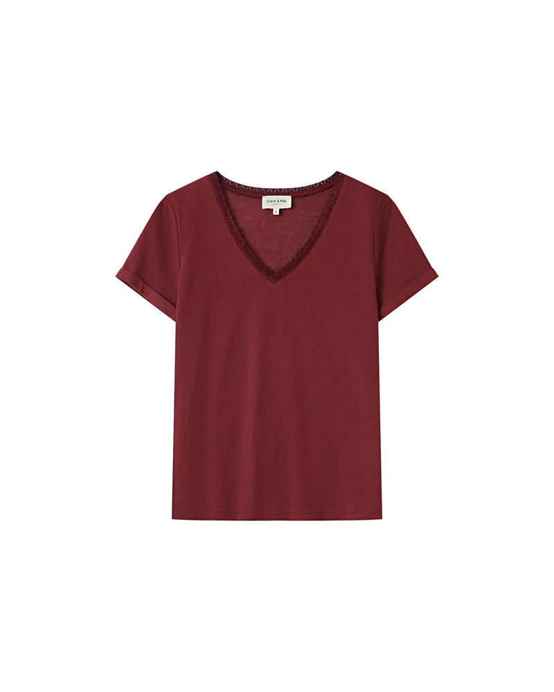 Burgundy Space V-Neck T-Shirt