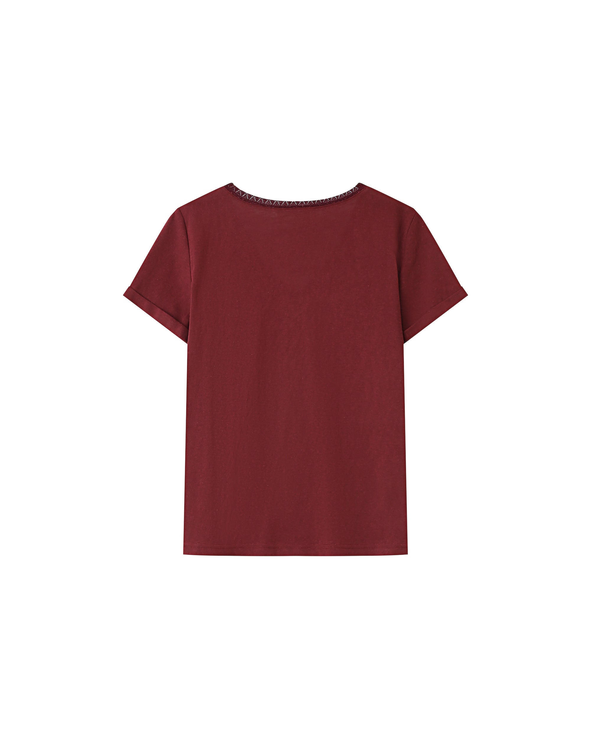 Burgundy V-Neck T-Shirt Space