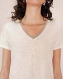 Ivory Space V-Neck T-Shirt