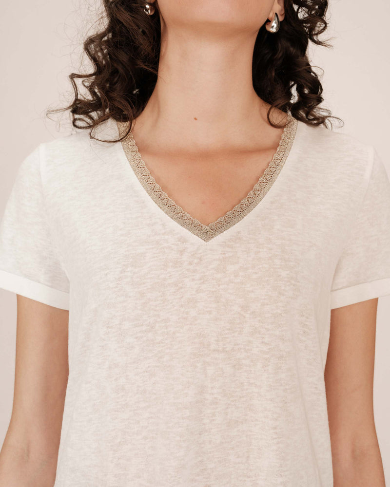 Ivory Space V-Neck T-Shirt