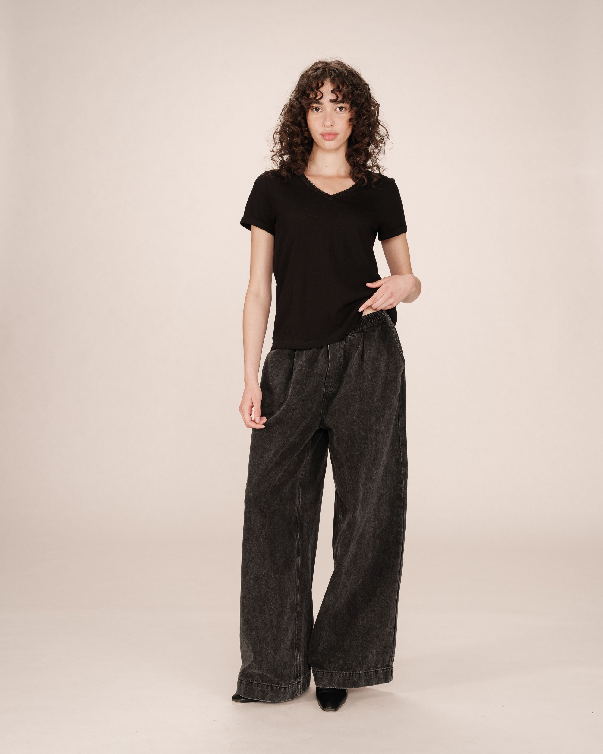 Black V-Neck T-Shirt Space