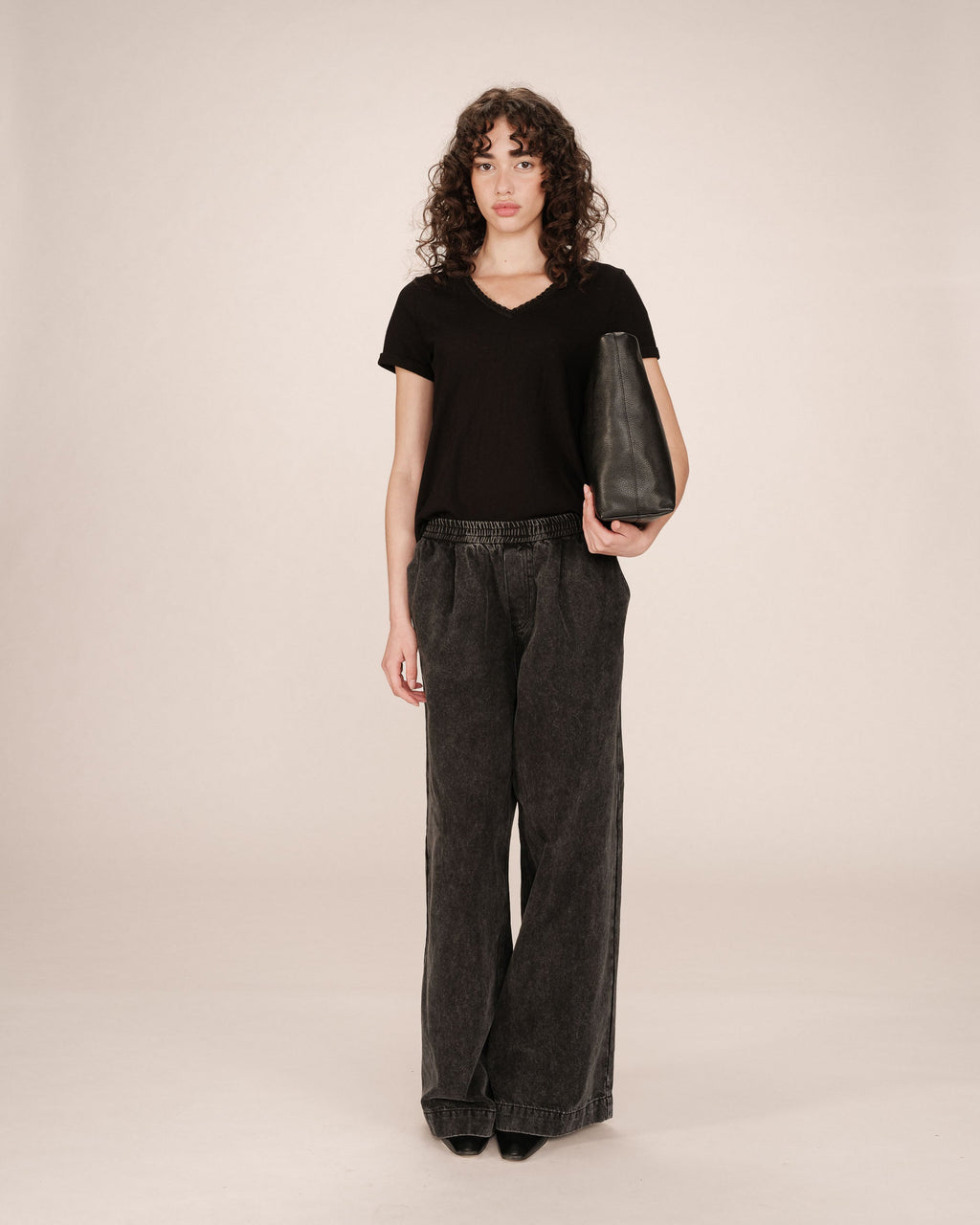 Black V-Neck T-Shirt Space